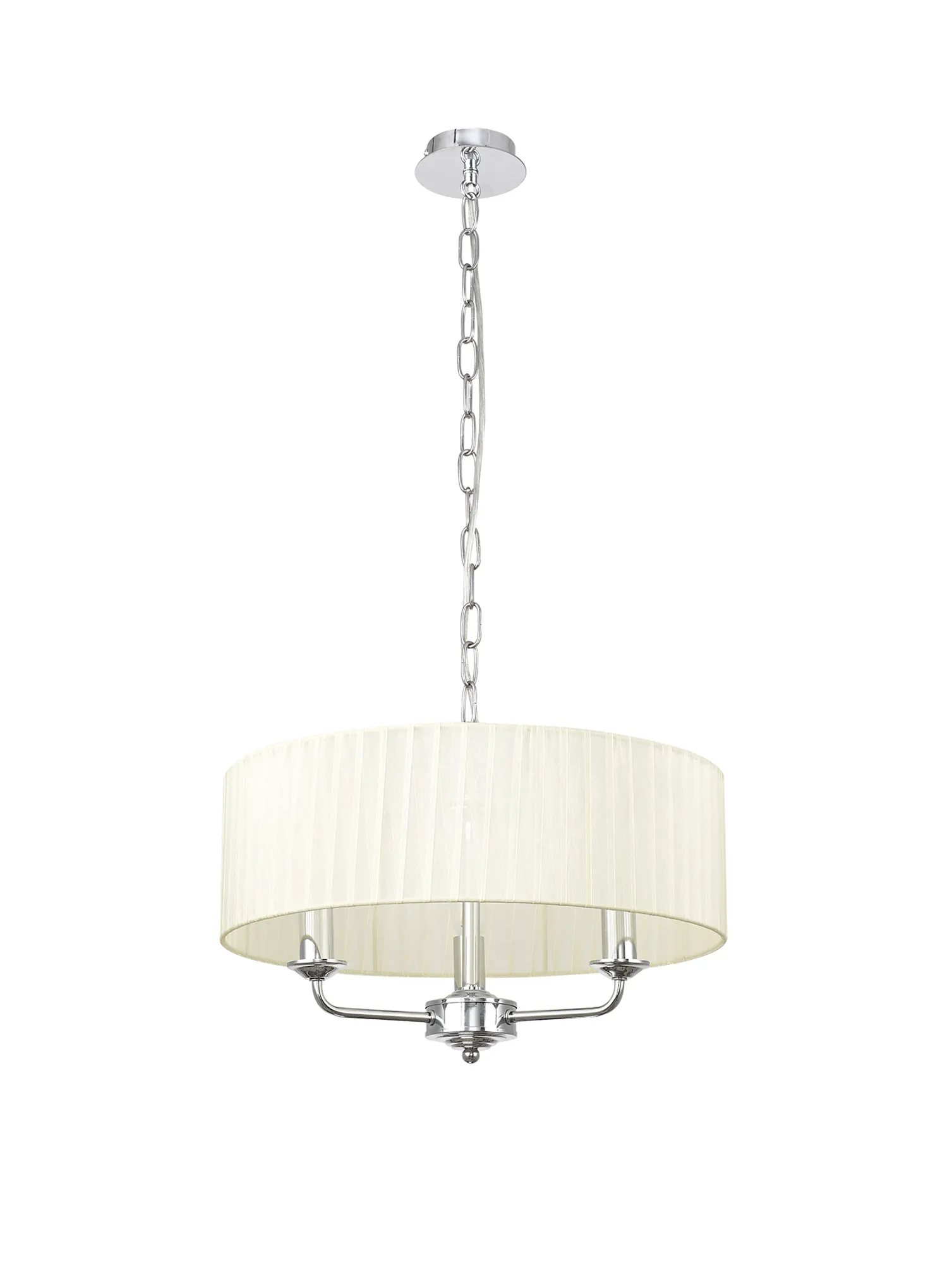 Banyan 45cm 3 Light Pendant Polished Chrome, Cream DK0857  Deco Banyan CH CR
